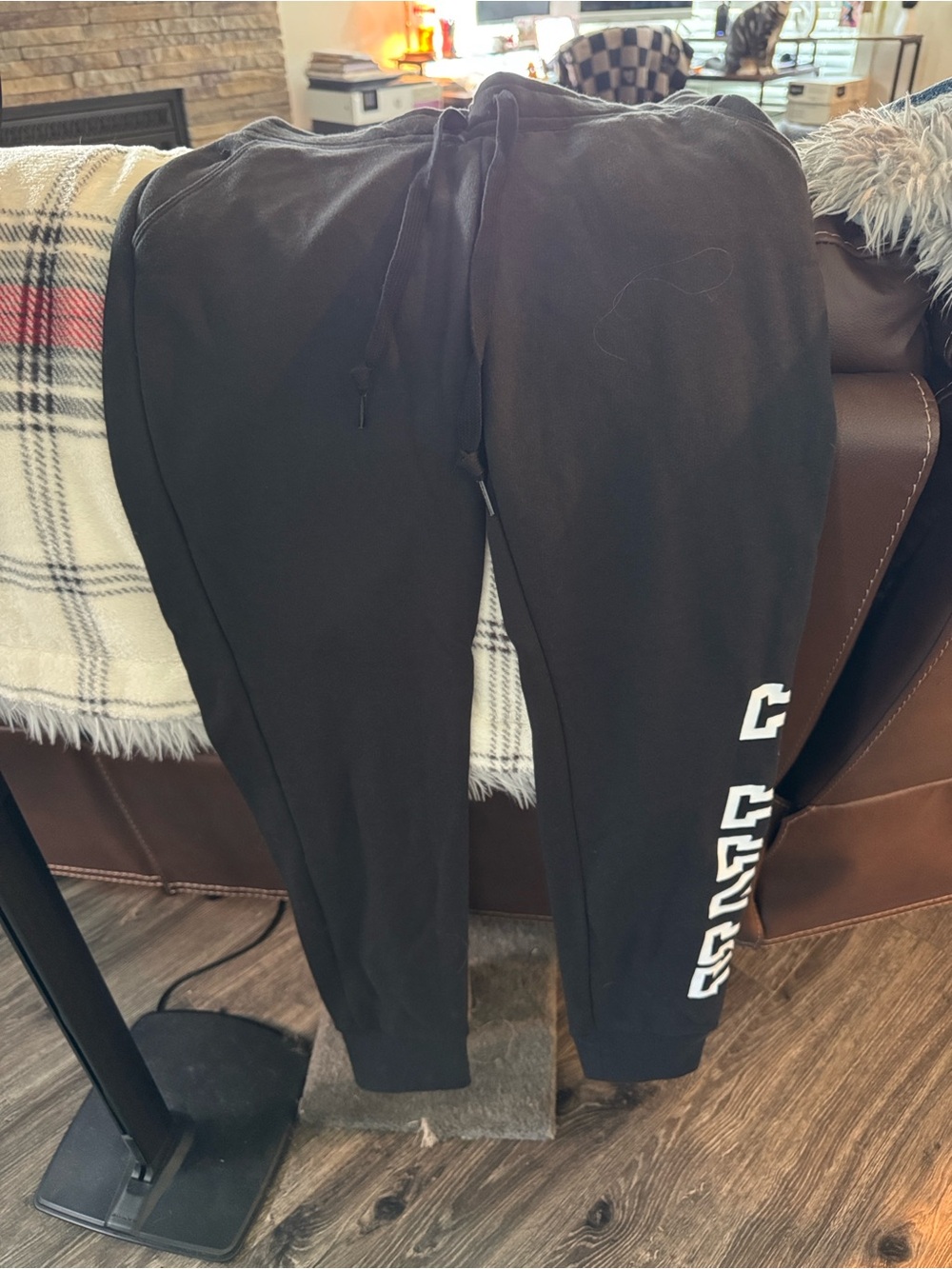 Black womans Jogger Sweatpants with Side Lettering
